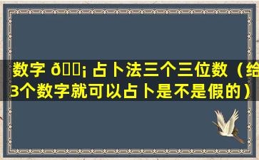 数字 🐡 占卜法三个三位数（给3个数字就可以占卜是不是假的）